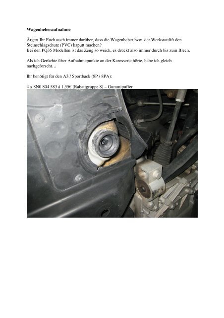 Wagenheberaufnahme.pdf - Der Audi A3 3.2 quattro, das grÃ¶ÃŸte ...