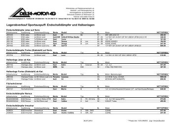 Lagerabverkauf Sportauspuff- Endschalldämpfer und ... - Delta Motor