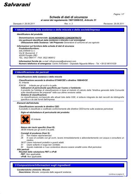 Foam ST Schiumogeno Concentrato v2 - Scheda ... - Salvarani