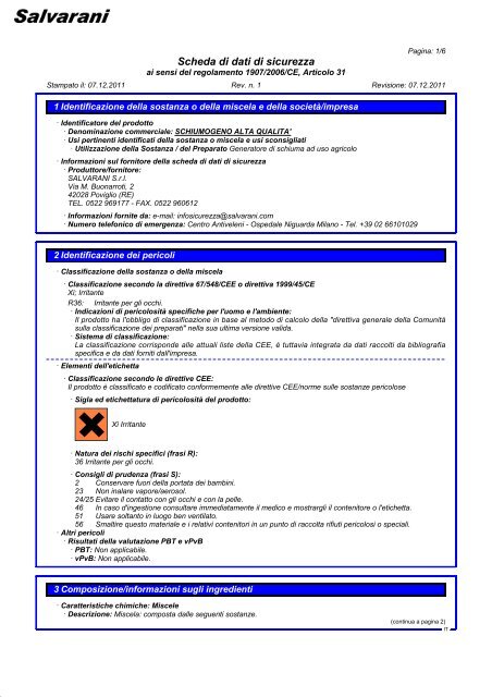 Foam HQ Schiumogeno Alta QualitÃ  v2 - Scheda ... - Salvarani