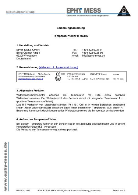 Bedienungsanleitung Bedienungsanleitung ... - Ephy Mess