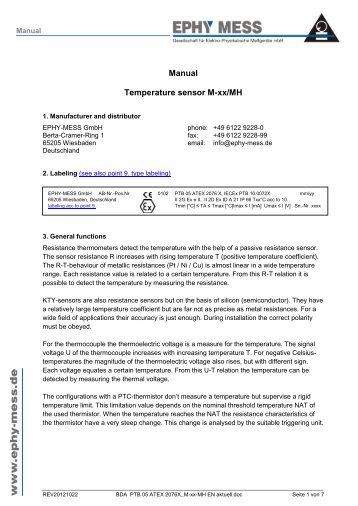 Manual Temperature sensor M-xx/MH - Ephy Mess