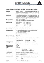 Technical datasheet: thermometer EM24/38- LT24/38 Ex i - Ephy Mess