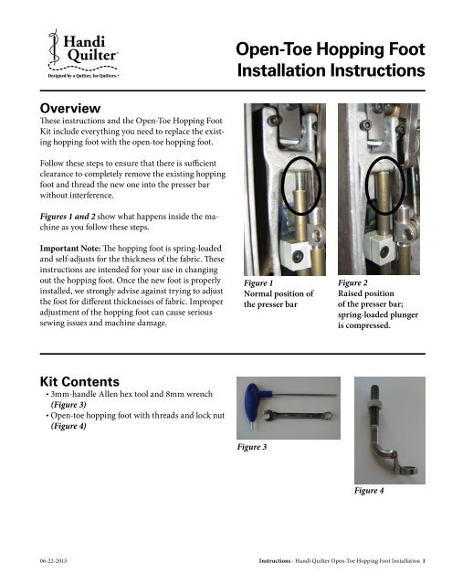 HQ Open-Toe Hopping Foot Instructions - Handi Quilter