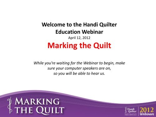 to download Marking the Quilt - Handi Quilter