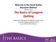 March 8, 2012 The Basics Of Longarm Quilting - Handi Quilter