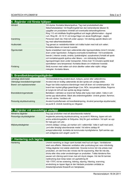 SÃKERHETSDATABLAD SCANTECH HYLOMAR M - IQ Logistics