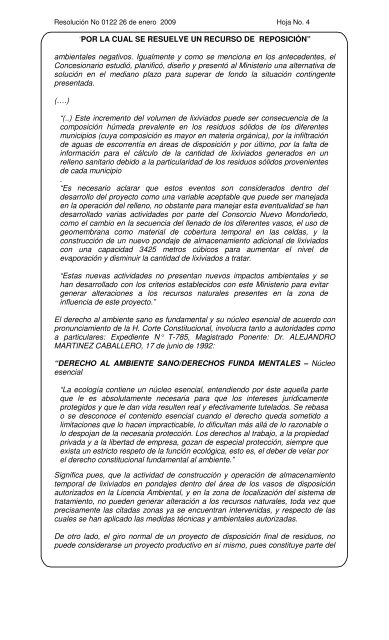 0122 26 de enero 2009 - Ministerio de Ambiente, Vivienda y ...