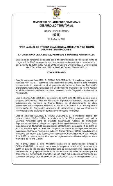 Ministerio de Ambiente, Vivienda y Desarrollo Territorial