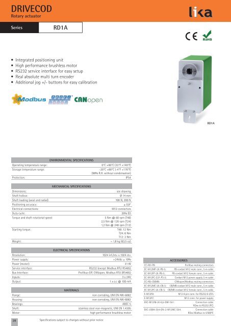 DRIVECOD & POSICONTROL CATALOGUE 2013 from Lika Electronic English version