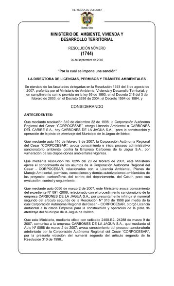 “Por la cual se resuelve un recurso de reposición” - Ministerio de ...