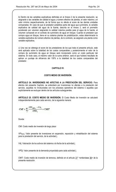 Resolución CRA 287 de 2004 - Ministerio de Ambiente, Vivienda y ...