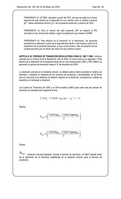 Resolución CRA 287 de 2004 - Ministerio de Ambiente, Vivienda y ...