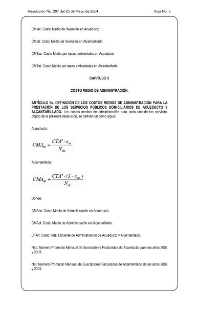 Resolución CRA 287 de 2004 - Ministerio de Ambiente, Vivienda y ...