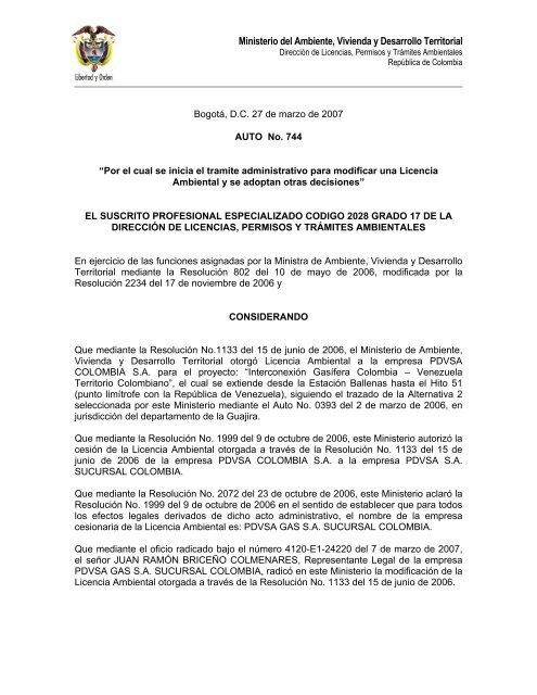 Ministerio del Ambiente, Vivienda y Desarrollo Territorial