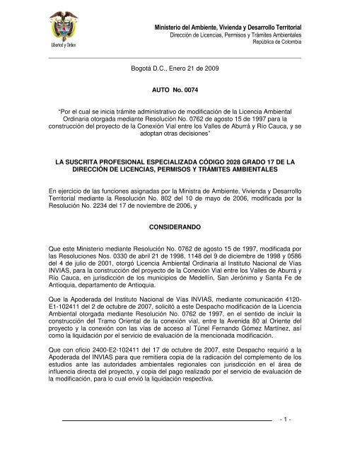 Ministerio del Ambiente, Vivienda y Desarrollo Territorial