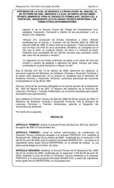 1914 del 31 de octubre de 2008 - Ministerio de Ambiente, Vivienda ...