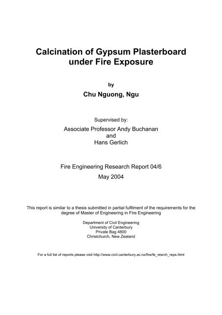 Calcination of Gypsum Plasterboard under Fire Exposure - Civil and ...