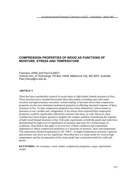 compression properties of wood as functions of moisture, stress and ...