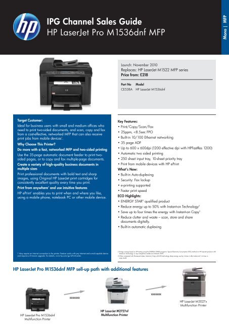 IPG Channel Sales Guide HP LaserJet Pro M1536dnf MFP - Pctop