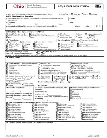 U.S. Small Business Administration Counseling Information Form