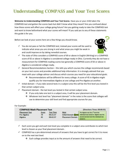 Understanding Compass Scores Terra Community College