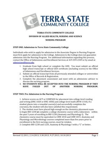 Terra State Community College Nursing Information Packet