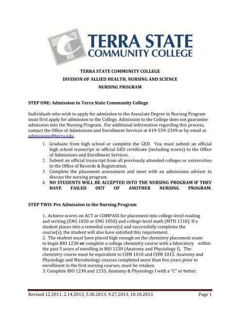 Terra State Community College Nursing Information Packet