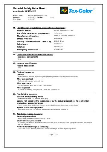 Material Safety Data Sheet - Tex-Color