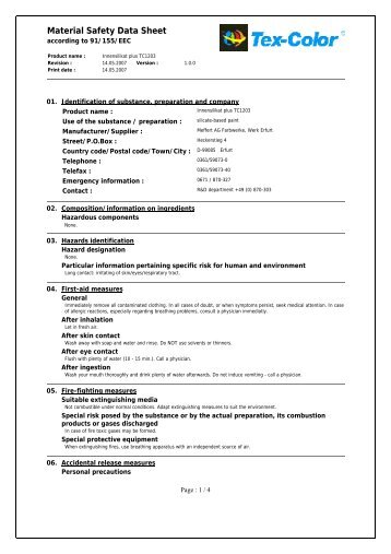 Material Safety Data Sheet - Tex-Color