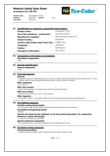 Material Safety Data Sheet - Tex-Color