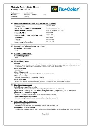 Material Safety Data Sheet - Tex-Color