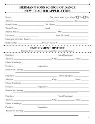 Dance Teacher Application Form - Hermann Sons Fraternal Insurance