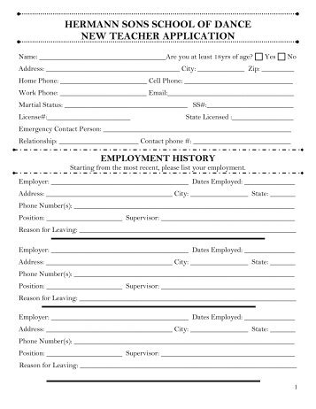 Dance Teacher Application Form - Hermann Sons Fraternal Insurance Dance Teacher Application Form - Hermann Sons Fraternal Insurance