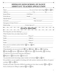 Assistant Dance Teacher Application Form - Hermann Sons ...