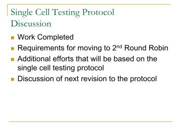 Single Cell Testing Protocol Discussion