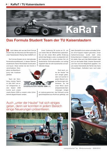 Das Formula Student Team der TU Kaiserslautern - KaRaT