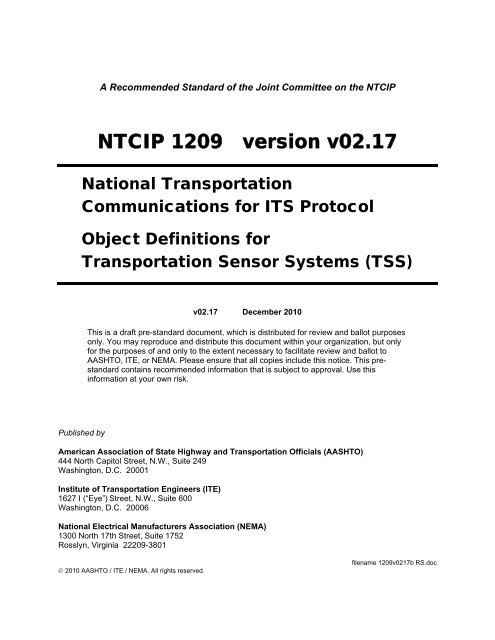 Recommended Standard of NTCIP 1209 v02.17 - Institute of ...
