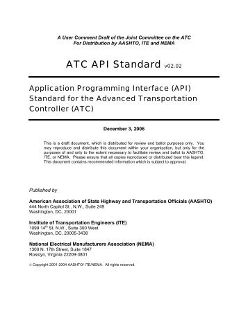 ATC API Standard 02.02 - Institute of Transportation Engineers