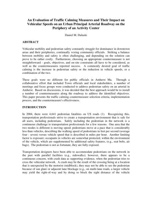 An Evaluation of Traffic Calming Measures and Their Impact on ...