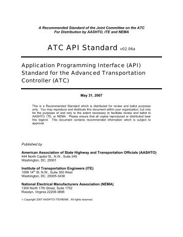 ATC API Standard 02.06a - Institute of Transportation Engineers