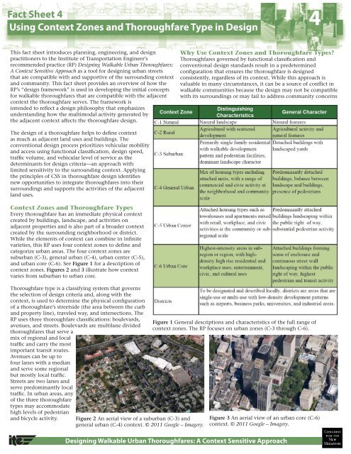 Using Context Zones and Thoroughfare Type in Design Fact Sheet 4