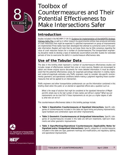 Toolbox of Countermeasures and Their Potential Effectiveness to ...