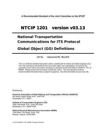 Global Object Definitions - Institute of Transportation Engineers