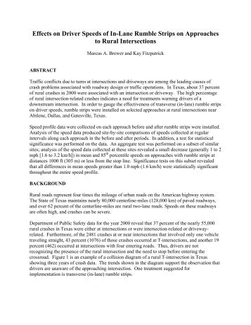 Effects on Driver Speeds of In-Lane Rumble Strips on Approaches to ...