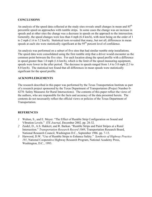 Effects on Driver Speeds of In-Lane Rumble Strips on Approaches to ...