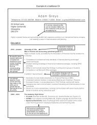 example of a traditional CV - Prospects