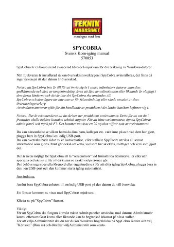 SPYCOBRA - Manualer