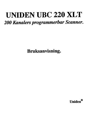 UNIDEN UBC 220 XLT - Manualer