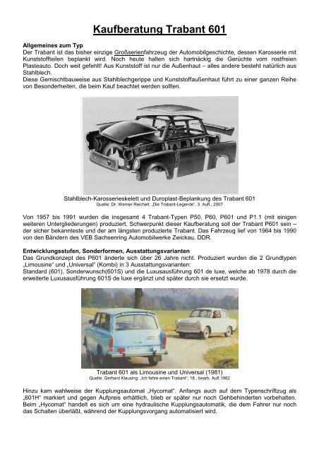 Kaufberatung Trabant 601 - Original Trabant